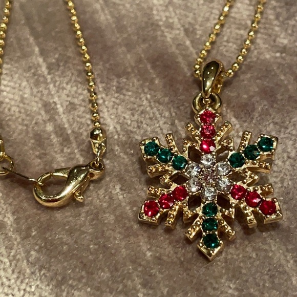 Colorful  Snowflake Pendant Necklace g - Picture 5 of 5